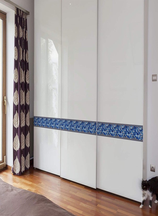 WallDesign شريط حائط لاصق مطلي بتصميم باقة زهور بيضاء وزرقاء من WallDesign - عرض 5.25 بوصة × طول 5 أقدام، مصنوع من الفينيل - Image 4